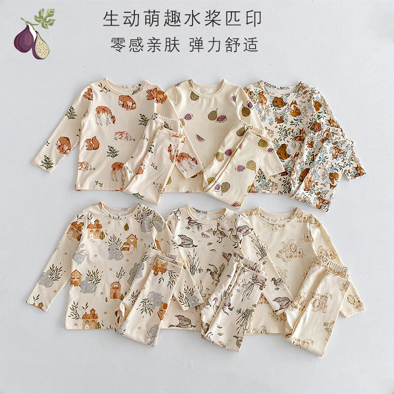 Children's Pajamas, Baby Autumn Clothes and Long Trousers, Kidsren's Home Clothes, Category a Pure Cotton Pajamas for Boys and Girls, Boys' Home Clothes