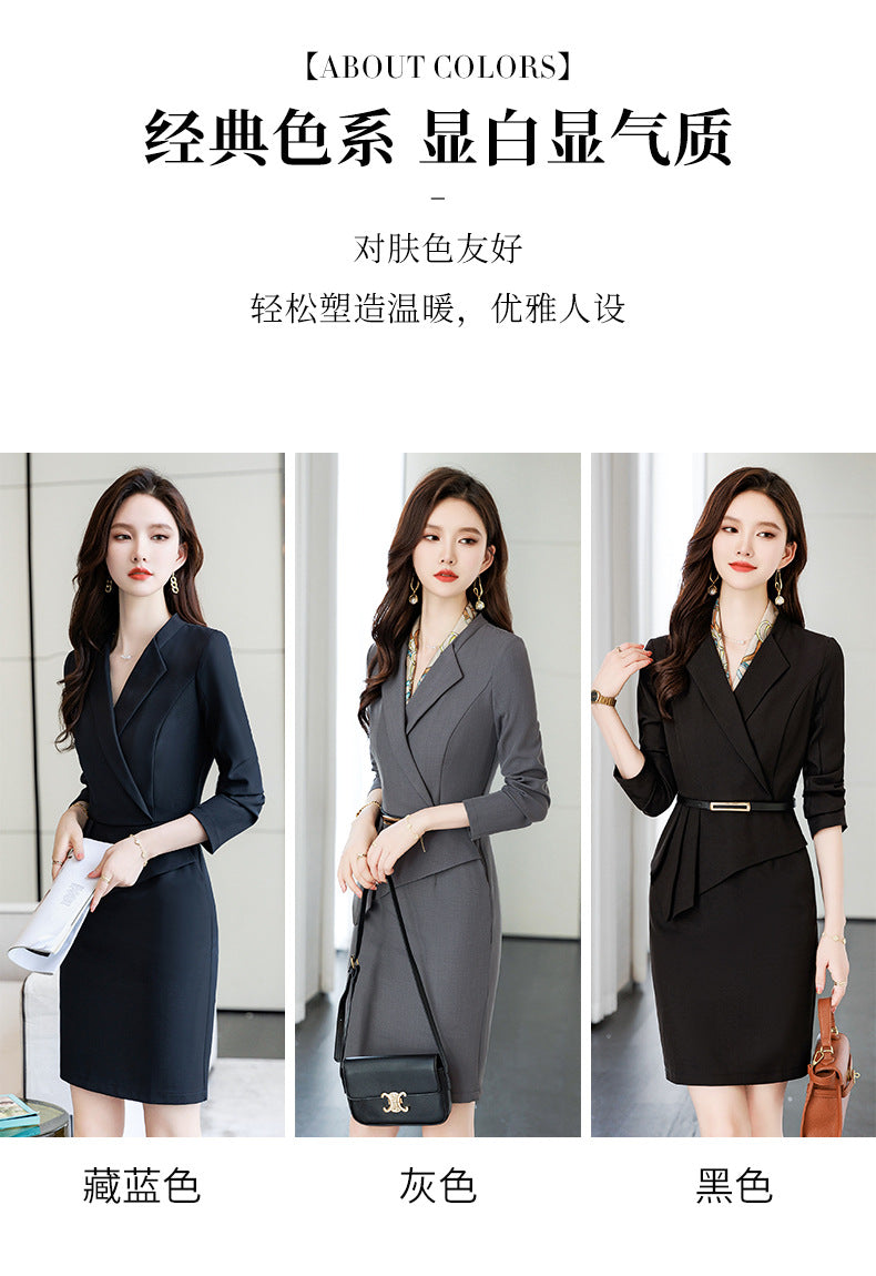 French Hepburn Style Small Black Dress High Sense High Cold Royal Sister Fried Street Small Fragrance Style Pleated Professional Suit dress Summer