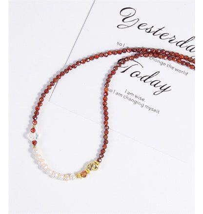 Natural Freshwater Pearl Necklace Imported Zircon Beaded Cutting High-grade Sense Exquisite All-match Love Pendant Necklace Women