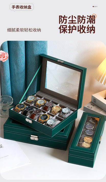 2025 New Leather Watch Box Storage Box with Lock Home Watch Organizer Display Box Mechanical Watch Jewelry Box