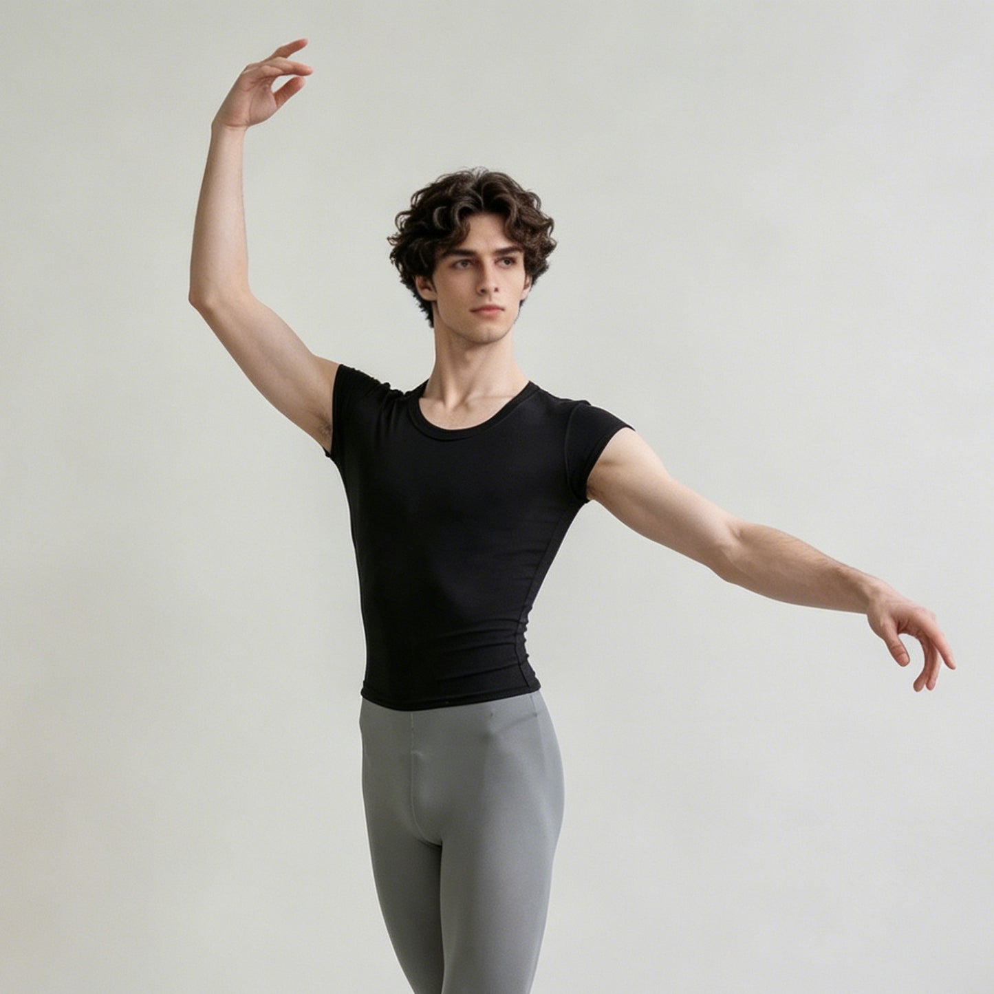 Men's Tight-Fitting Ballet Clothing, Nylon Slippery Top, Adult Modern Classical Dance Practice Clothing, Teacher's Body Suit