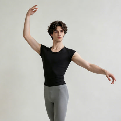 Men's Tight-Fitting Ballet Clothing, Nylon Slippery Top, Adult Modern Classical Dance Practice Clothing, Teacher's Body Suit