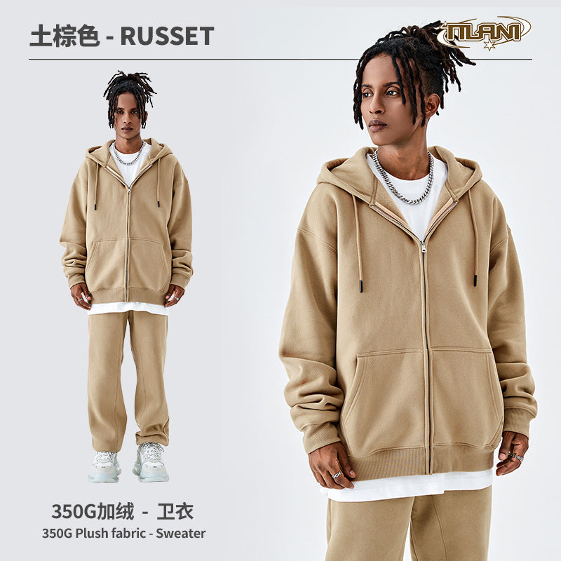 Tilani Men's Sweatshirt Cross-Border Casual Sports Suit Fashionable Pure Color Sweatshirt for Men and Women Simple Zipper Hoodie