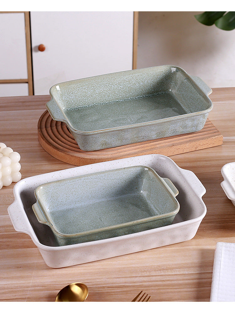 Cross-Border Scandinavian Style Kiln-Turned Baking Pan Amazon Square Steak Plate High-Value Tableware Available for Restaurants and Restaurants