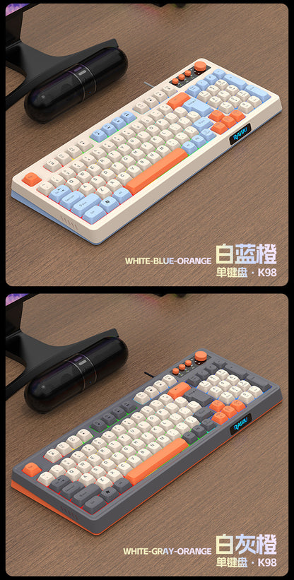 RAIKU Lei Kui K98/T98 customized game keyboard and mouse suit three-color wired luminous desktop 98 keys