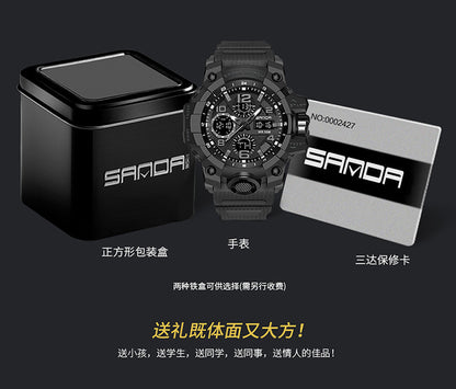 Sanda Hot-Selling Watch Korean Version Student Party Multi-Functional Waterproof Alarm Clock Electronic Watch Cool Dual Display Luminous Sports Watch by PDG ibma