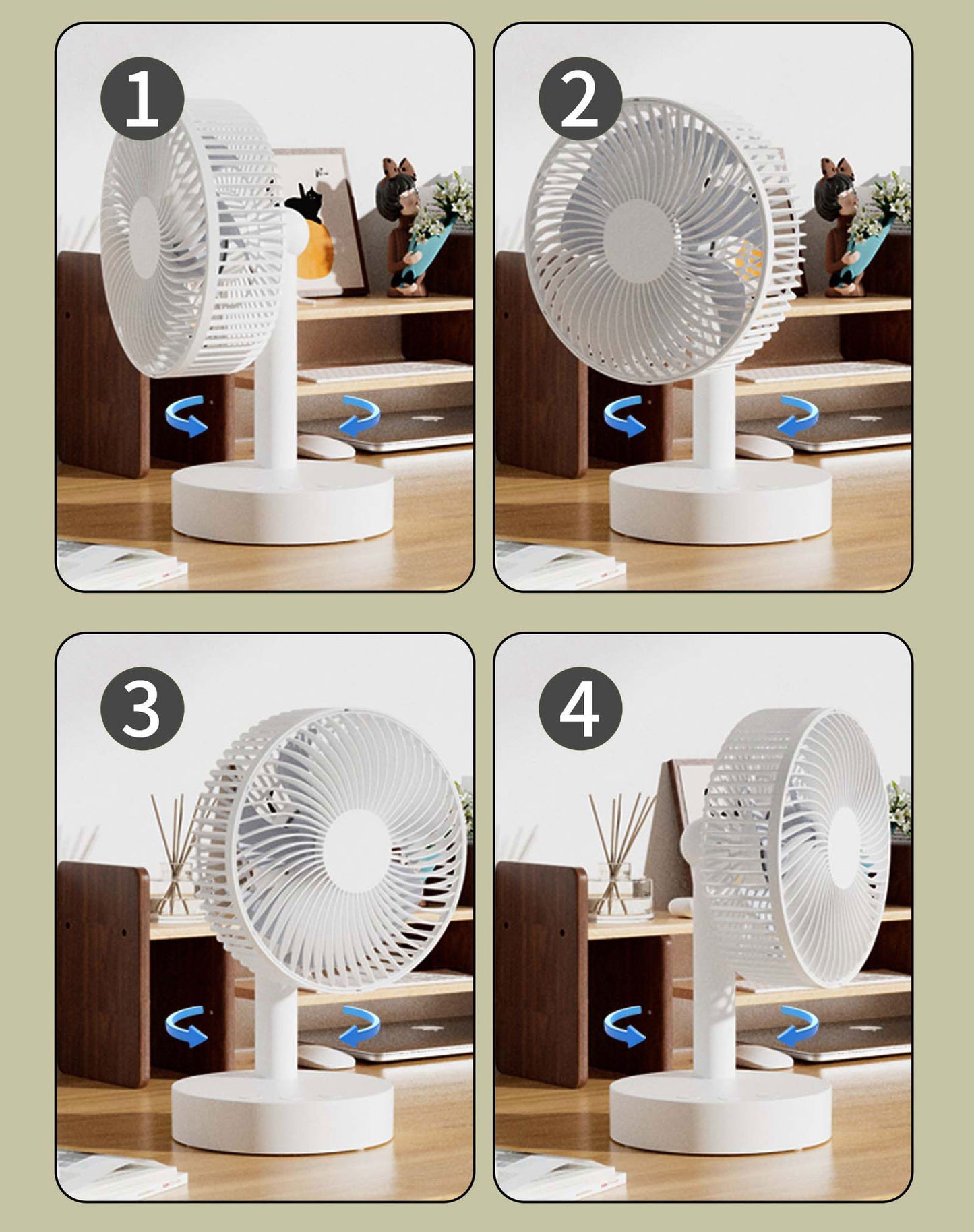 Cassidorf USB small electric fan 6 inch shaking head rechargeable 8 inch dormitory office desktop fan