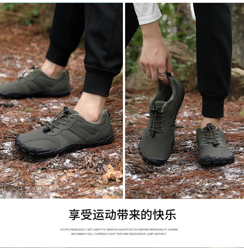 Outdoor Snow Boots, Home Cross-Border Winter New Style, Non-Slip Short Style, Fleece-Lined Warm Cotton Shoes, Thick-Soled Barefoot Five-Toe Shoes