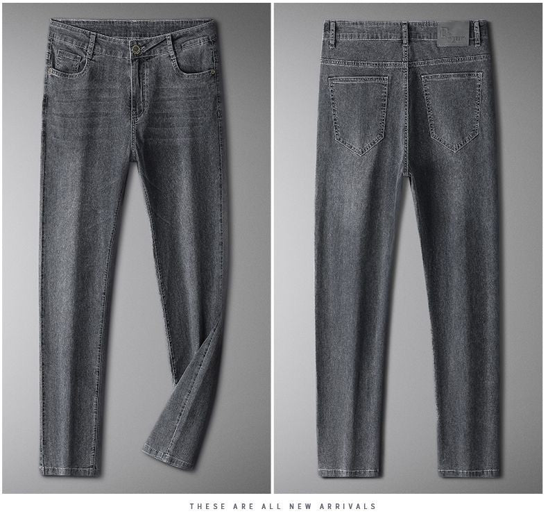 Light Luxury Smoke Grey Jeans Men's Straight Loose Summer Thin Men's Pants 2025 New Casual Trendy Trousers