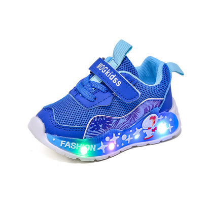 Wholesale Light-Up 2025 Spring & Fall Mesh Comfortable and Lightweight Casual Light-Up Led Light-Up Men's Sports Shoes for Small and Medium-Sized Children