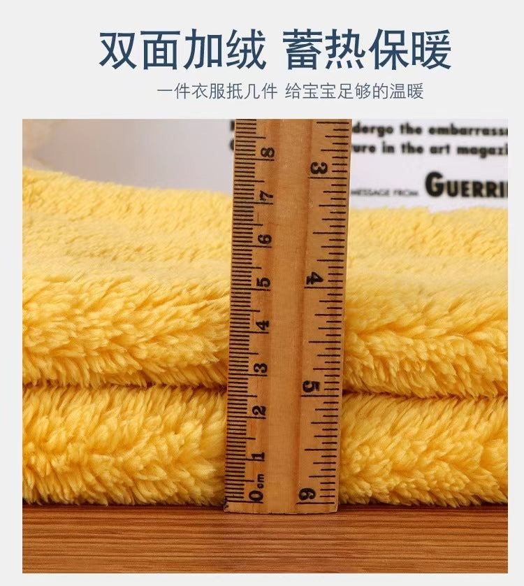 New Kidsren's Flannel Pajamas Set Autumn and Winter Boys and Girls Coral Velvet Thickeneded Home Clothes Two-piece Set