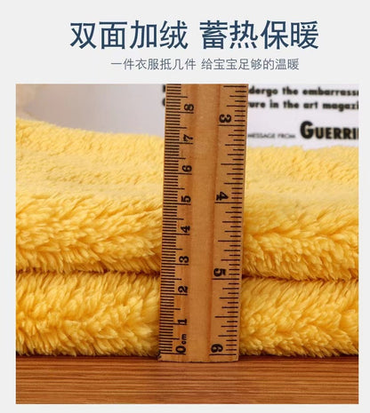 New Kidsren's Flannel Pajamas Set Autumn and Winter Boys and Girls Coral Velvet Thickeneded Home Clothes Two-piece Set