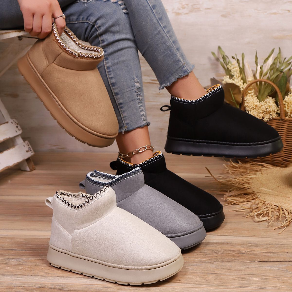Women's Cotton Shoes, Warm and Velvet, Non-Slip Eva Thick Sole Outer Wear, Home Wear, Men's Cross-Border Popular Women's Manufacturers