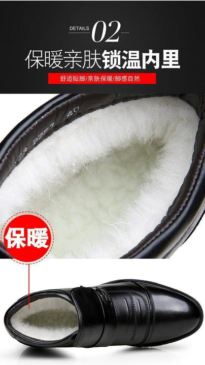 Men's cotton-padded shoes fleece-lined warm versatile business casual leather cowhide cotton-padded shoes non-slip dad snow boots