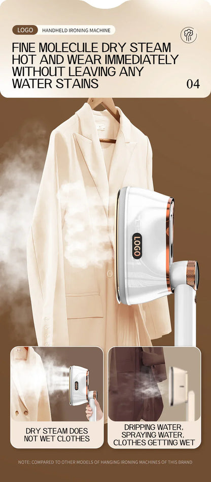 2025 New Ai Smart LED Digital Display Handheld Steam Iron Home Travel Portable Steam Iron 1200W High Power Handheld Hanging Iron