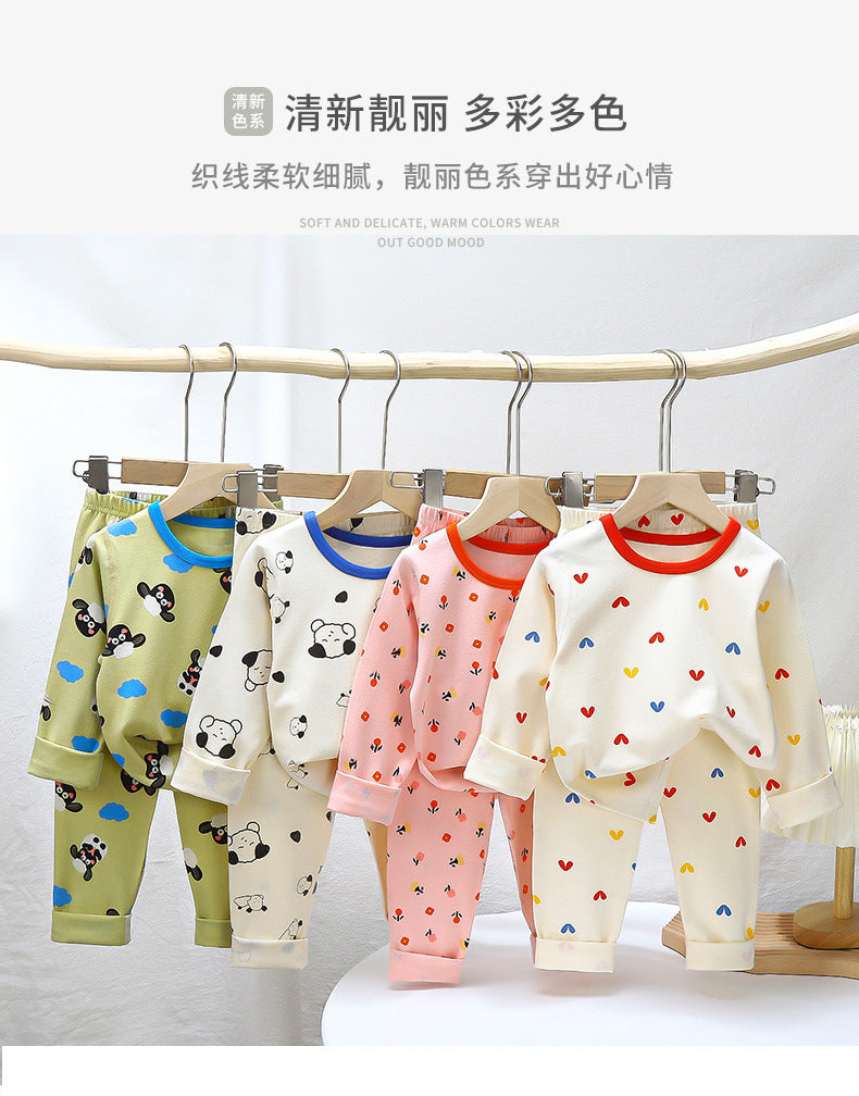 Children's Pajamas suit 2024 Autumn Baby Lycra Underwear Boys Home Clothes Girls Autumn Clothes Pants Children's Clothing Wholesale