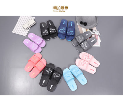 Summer Pvc Bathroom Slippers Home Cartoon Couple Slippers Indoor Cute Bath Non-Slip Sandals Women's Stall