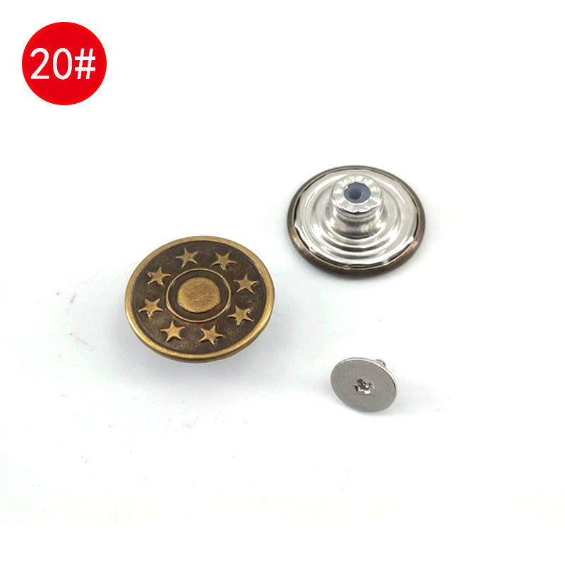 Wholesale In-Stock Waist-Cinching Button-Free Detachable Jeans Buttons, Eco-Friendly Buttons, Screw Metal I-Shaped Buckles