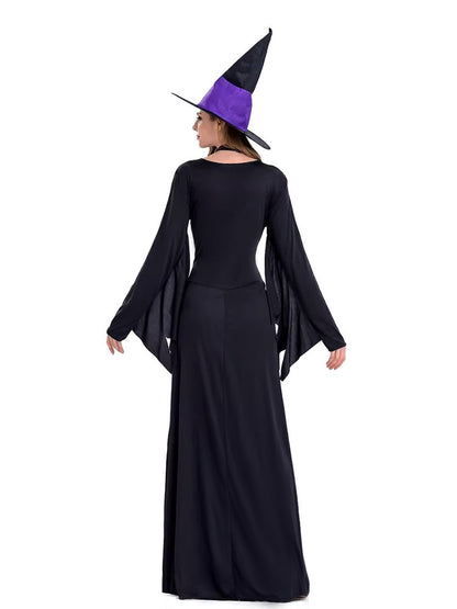 Amazon Cross-Border Halloween Purple Witch Costume Magician Long Skirt Wizard Cosplay Stage Performance Costume