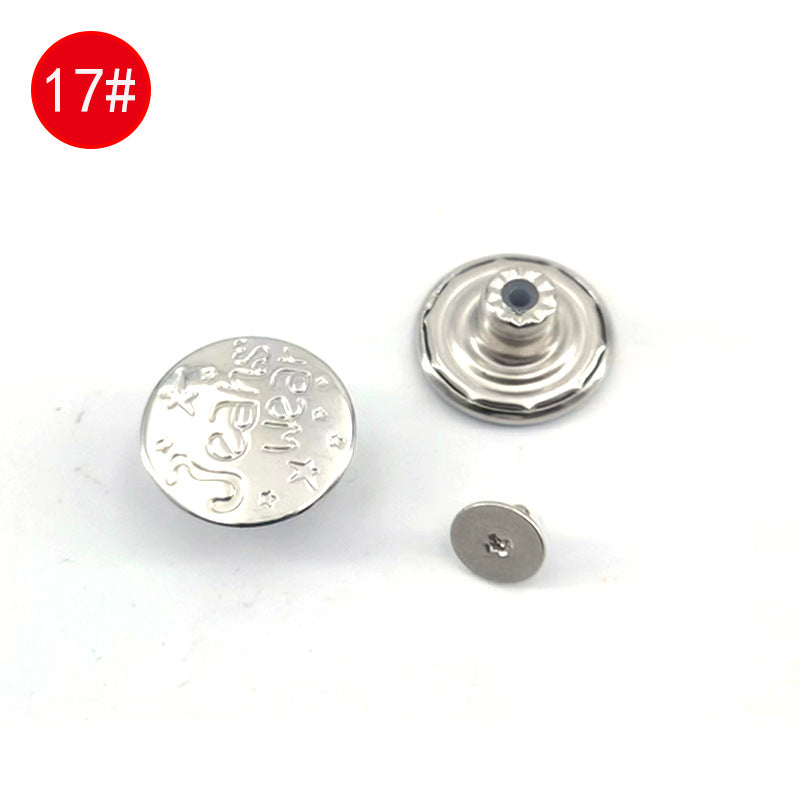 Wholesale In-Stock Waist-Cinching Button-Free Detachable Jeans Buttons, Eco-Friendly Buttons, Screw Metal I-Shaped Buckles