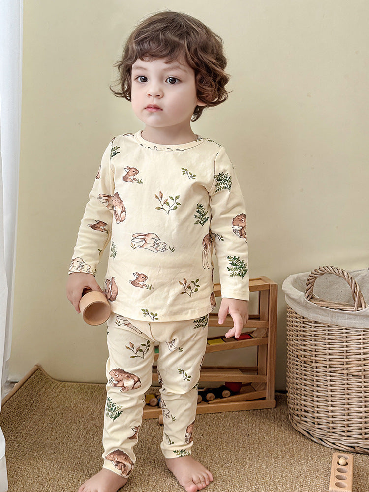 Children's Pajamas, Baby Autumn Clothes and Long Trousers, Kidsren's Home Clothes, Category a Pure Cotton Pajamas for Boys and Girls, Boys' Home Clothes