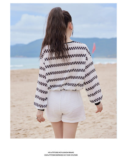 2024 new swimsuit women's split four-piece suit belly covering slimming gathered small chest South Korea ins style Hot Spring