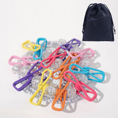 Creative Outdoor Elastic Windproof Clothesline with Positioning Buckle Korean Style Clothesline with Windproof Clip 12 Clips