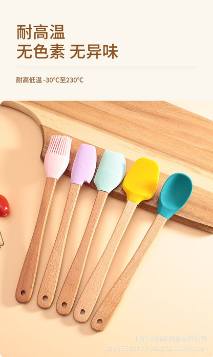 Silicone Large Scraper Special Wooden Handle Baking Silicone Kitchen Tool Cake Homemade Handmade Dessert