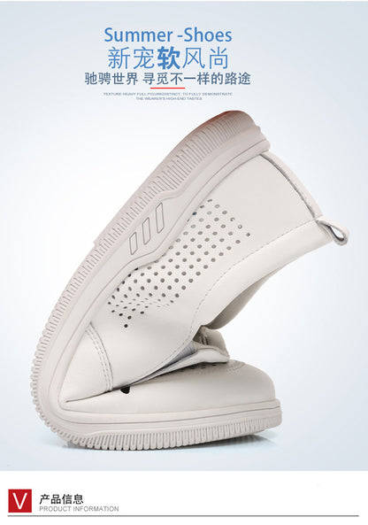 Summer Leather Shoes for Men, Casual Hollow Breathable Clogs, Soft Sole, Soft Mesh Shoes, Foreign Style Men's Shoes, Drop Shipping