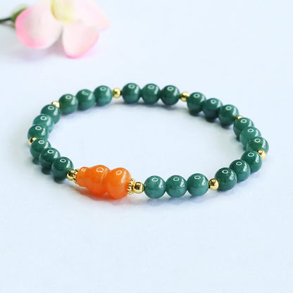 Guan Yu Natural Grade a Jadeite Blue Water Bracelet Golden Silk Jade Gourd Bracelet Live Broadcast Temple Wholesale S5070601