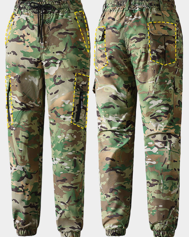 Outdoor Summer Camouflage Clothing suit Men's Wear-resistant Tear-resistant Multi-pocket Labor Protection Breathable Quick-drying Training Clothing Men's Tooling