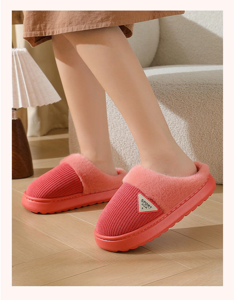 Slippers for Women Winter 2025 New Warm Indoor Home Non-Slip Thick-Soled Cotton Slippers Men's Wool Slippers Autumn and Winter