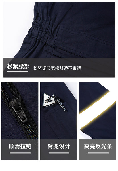 Marine Crew Reflective Strip Pure Cotton Overalls Long-sleeved Men's Summer Wear-resistant Electric Welding Shipyard Workshop Labor Insurance Clothing