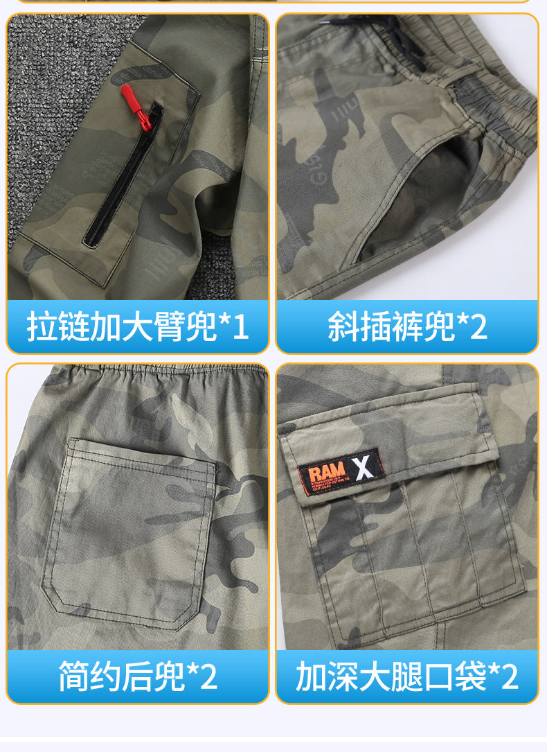 Summer Pure Cotton Thin Work Clothes Set for Men and Women Stretch Camouflage Clothing for Welders Wear-resistant Work-protection Clothing Casual Suit