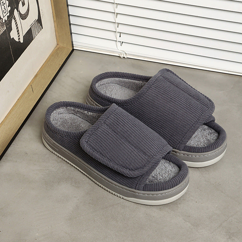 Factory direct wholesale Velcro loose feet wide fat swollen adjust middle-aged men's and women's cloth shoes linen slippers foreign trade