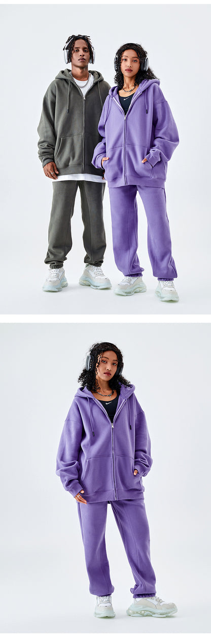 Tilani Men's Sweatshirt Cross-Border Casual Sports Suit Fashionable Pure Color Sweatshirt for Men and Women Simple Zipper Hoodie