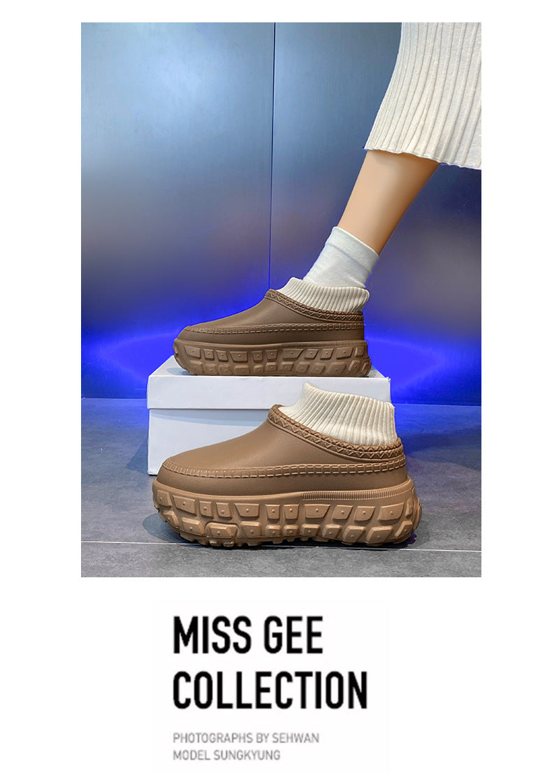 Winter Cross-Border Thick-Soled Cotton Slippers for Couples with Tire Soles, Warm Socks and Shoes for Men, Cotton Tow