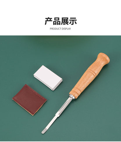 Wooden Handle Curved Bread Cutter Creative Stainless Steel Bread Trimming Knife Dough Dividing Knife European Style Baguette Cutting Pattern