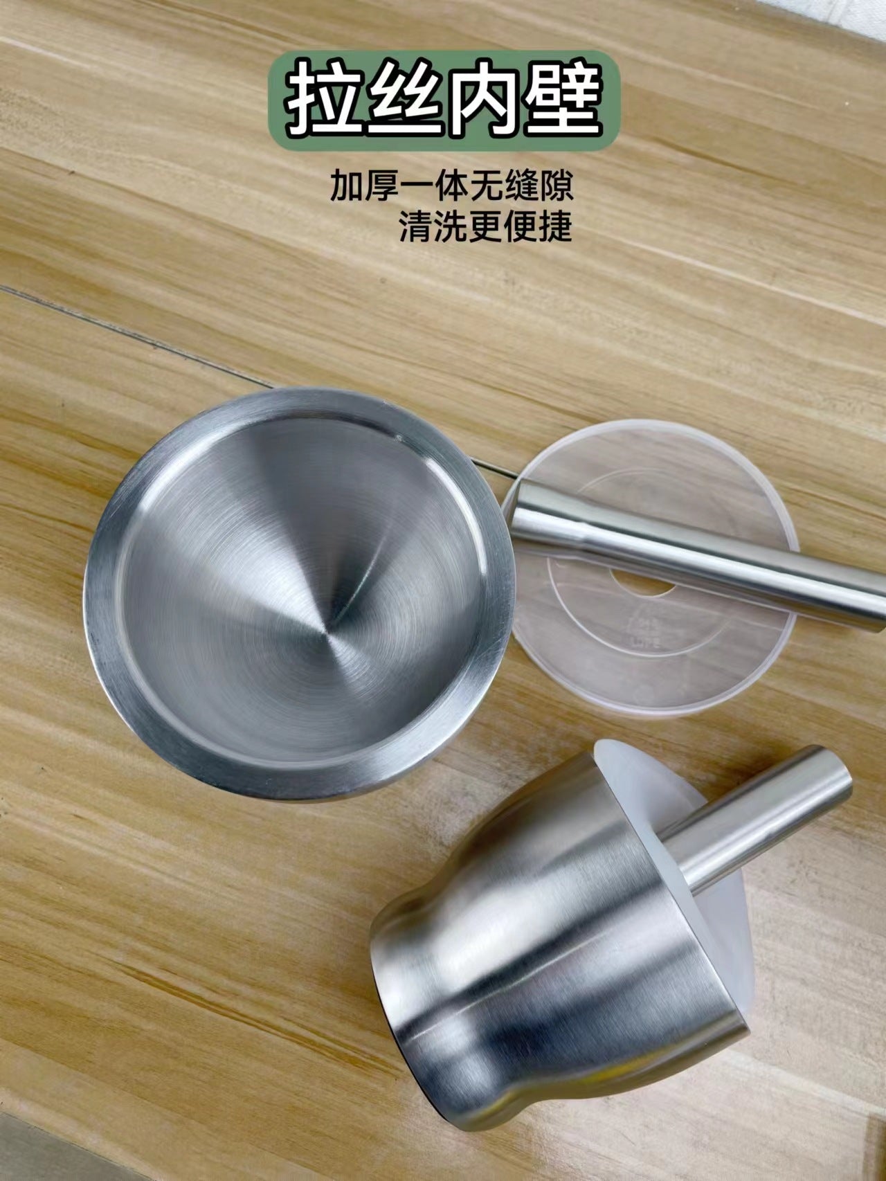 304 stainless steel garlic masher round grinding pot mortar mold stone mortar masher with lid mortar Masher