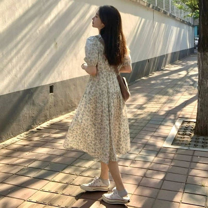 Summer 2024 New Seaside Vacation Elegant Floral Dress Platycodon grandiflorum Tea Break French Long Dress Women's Spring Dress