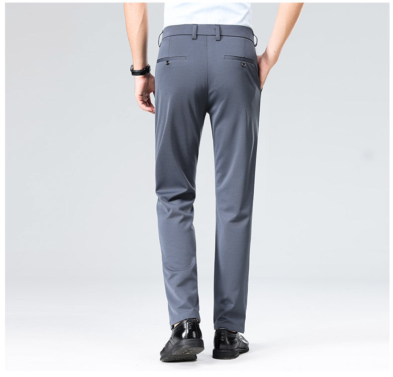 Wholesale casual pants men's four-sided elastic fabric summer ice silk pants trousers trousers high waist breathable iron-free formal trousers
