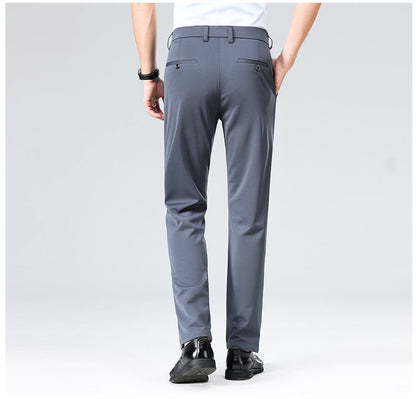 Wholesale casual pants men's four-sided elastic fabric summer ice silk pants trousers trousers high waist breathable iron-free formal trousers