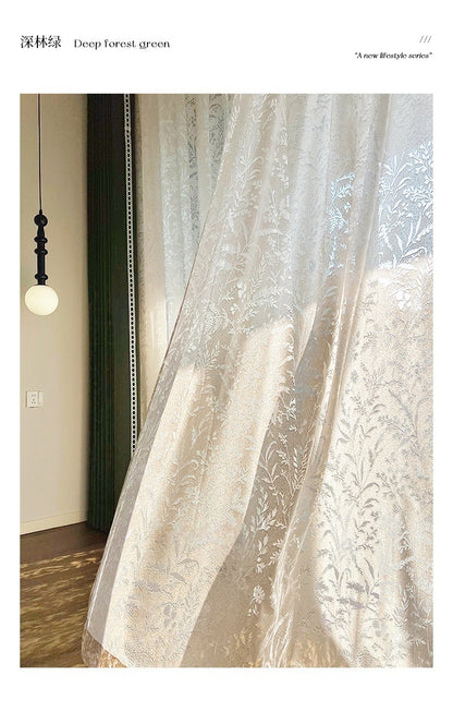 Ankra Brown Shading Bedroom Curtain New Full Shading Living Room High-Level Light Luxury Chenille Cream Curtain