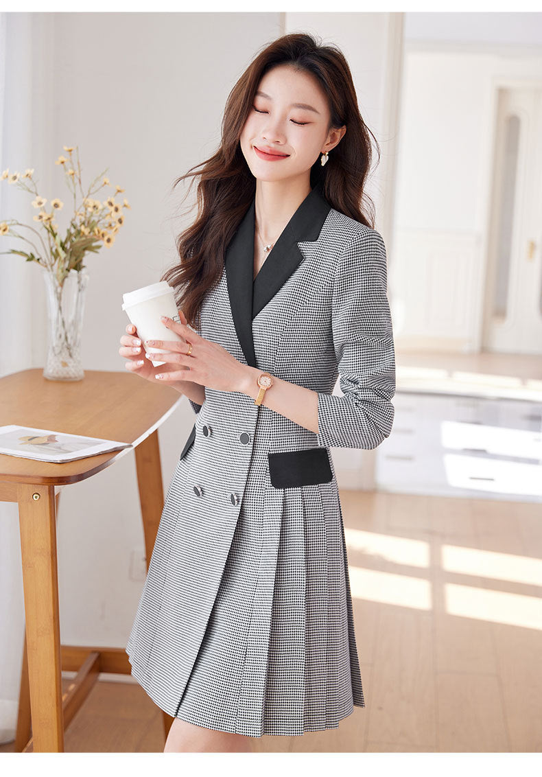 French Hepburn Style Small Black Dress High Sense High Cold Royal Sister Fried Street Small Fragrance Style Pleated Professional Suit dress Summer