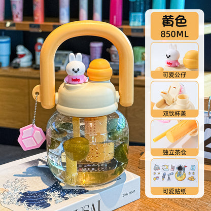 Wholesale Large-Capacity Plastic Straw Cups for Summer, Suitable for Men and Women, with a High Aesthetic Appeal, Portable Outdoor Sports Water Bottles for Children