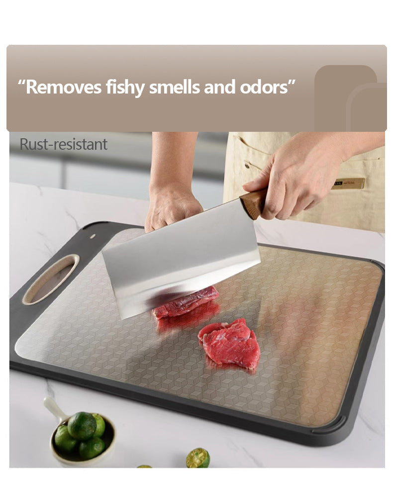 New in stock Amazon Explosions 3D Pattern Stainless Steel Cutting Board Titanium Cutting Board 304 Double-sided Cutting Board