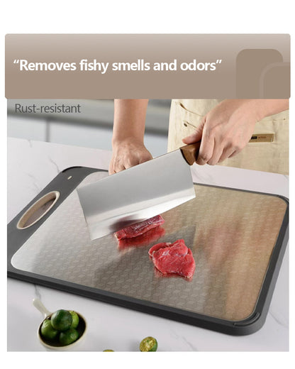 New in stock Amazon Explosions 3D Pattern Stainless Steel Cutting Board Titanium Cutting Board 304 Double-sided Cutting Board