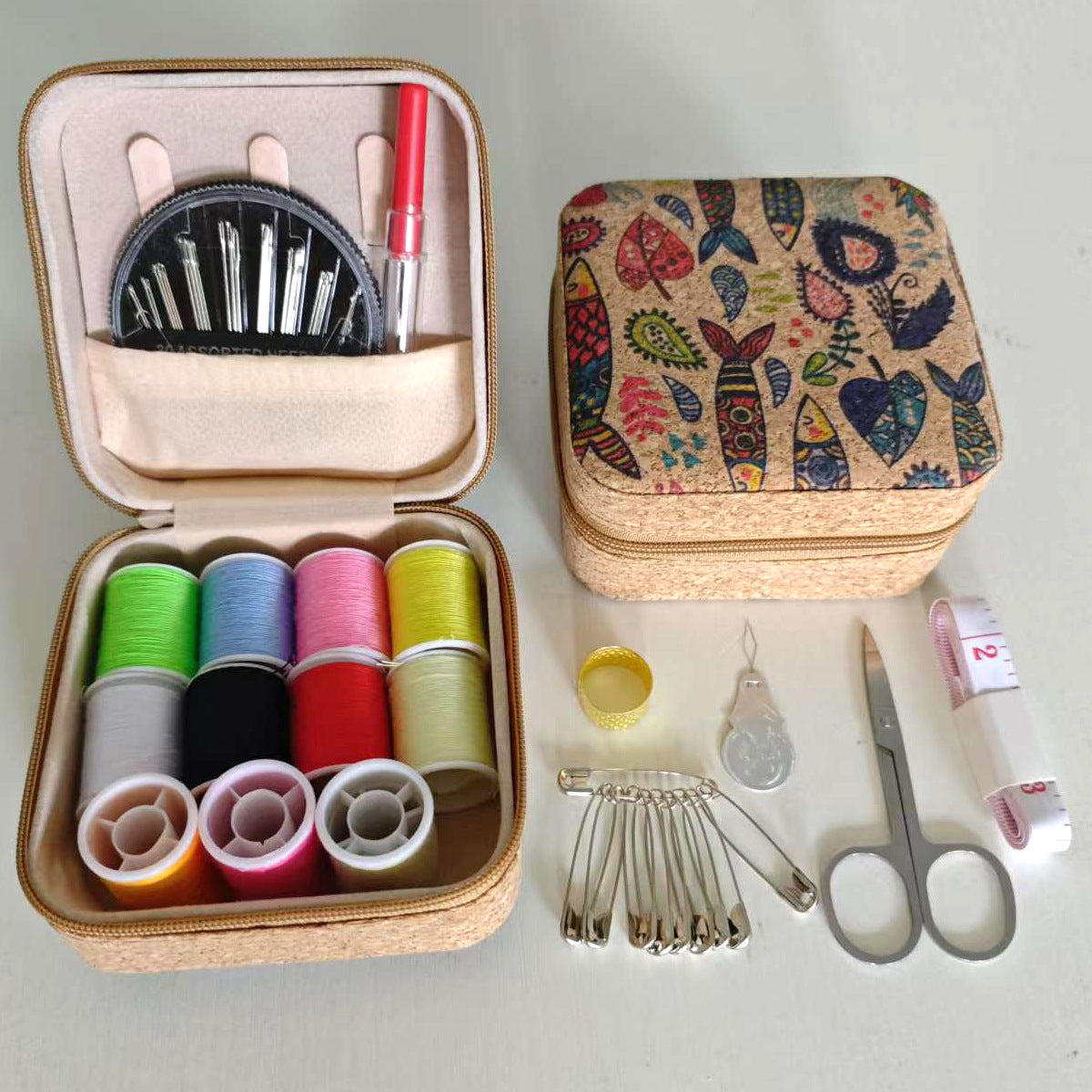 Amazon Cross-Border Household Practical Portable Multi-Functional Retro Sewing Box Sewing Kit Sewing Hand Sewing Set Tool
