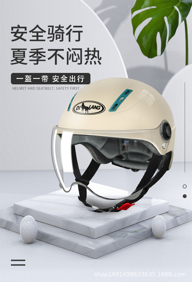3C certified electric motorcycle helmet summer sun protection Cycling men and women battery half helmet Four Seasons universal helmet