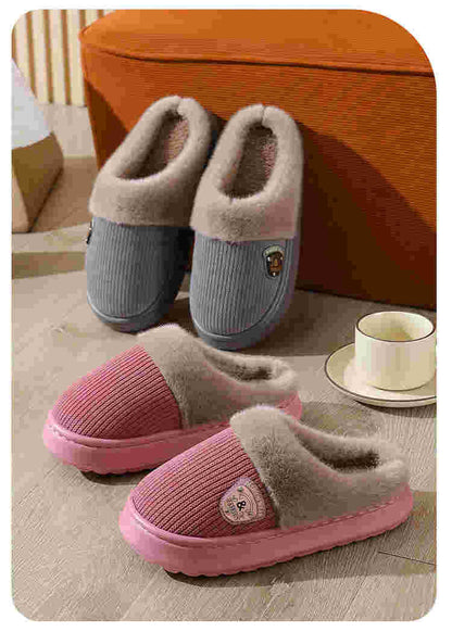 Autumn and Winter Cotton Slippers for Women 2025 New Home Indoor Couple Warm Plush Thickeneded Bottom Men's Cotton Slippers